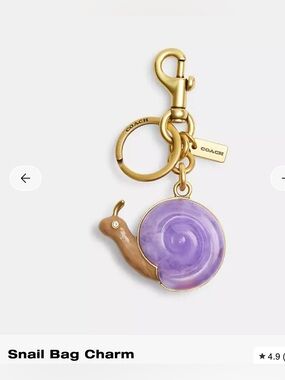 BNWT RETIRED Coach Gold-Tone Keychain with Purple Enamel Snail and Tan Body